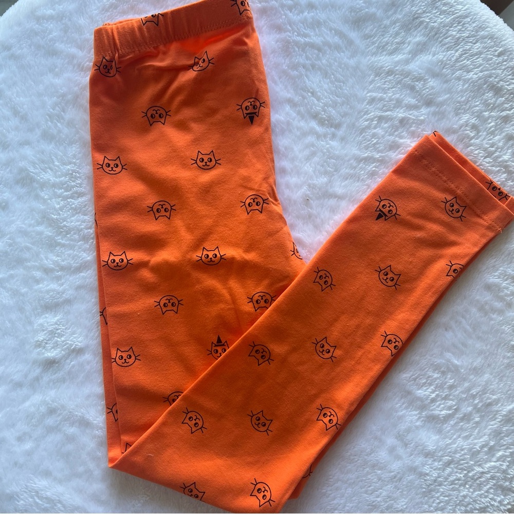 Cat & Jack Orange Cat Print Leggings M 8 girls kids NWT